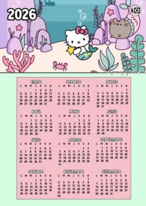 Calendario 2026 Pusheen Kitty Sirenas