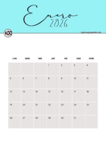 Calendario Mensual 2026 Azul
