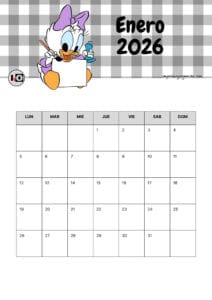 Calendario Mensual 2026 Daisy