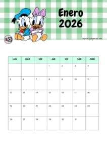 Calendario Mensual 2026 Donald&Daisy