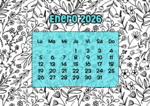 Calendario Mensual 2026 Flores Azul