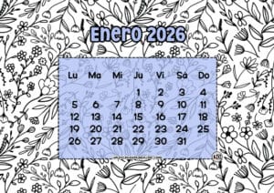 Calendario Mensual 2026 Flores Lila