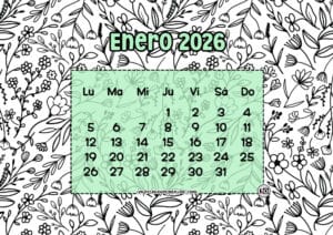 Calendario Mensual 2026 Flores Mint