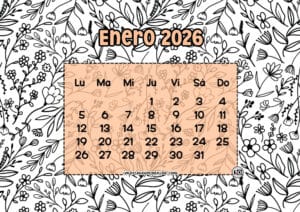 Calendario Mensual 2026 Flores Naranja