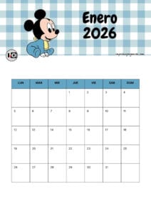 Calendario Mensual 2026 Mickey