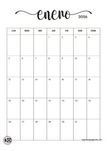 Calendario Mensual Minimalista 2026