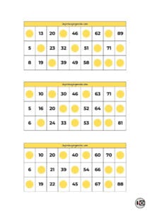 Cartones Bingo Amarillos