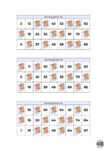 Cartones de Bingo Capibaras Azules