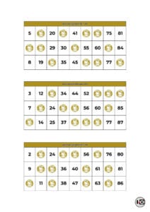 Cartones de Bingo Hello Kitty Gold