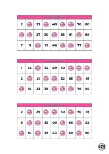 Cartones de Bingo Hello Kitty en Rosa