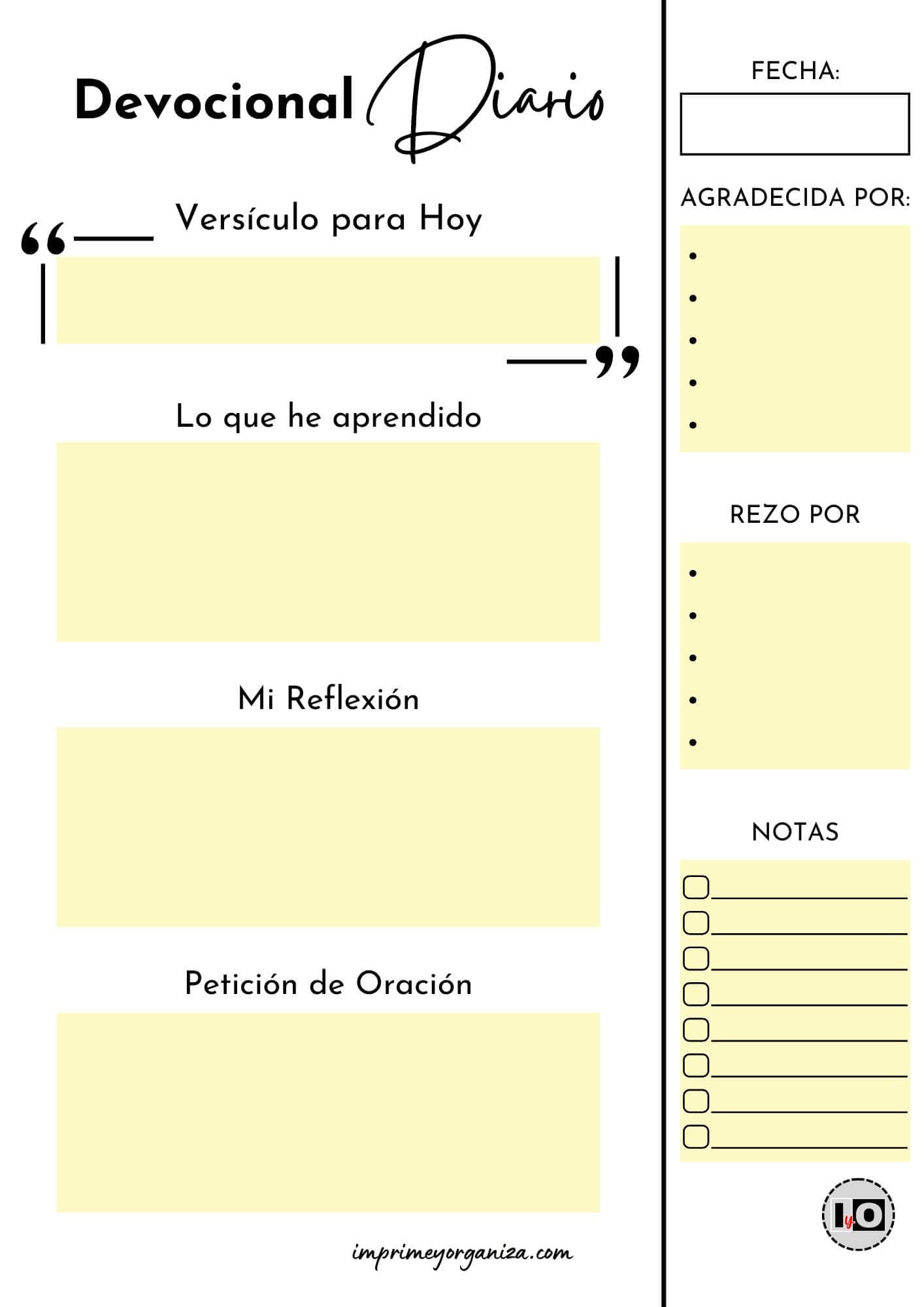 Diario de Oración para Mujeres Amarillo