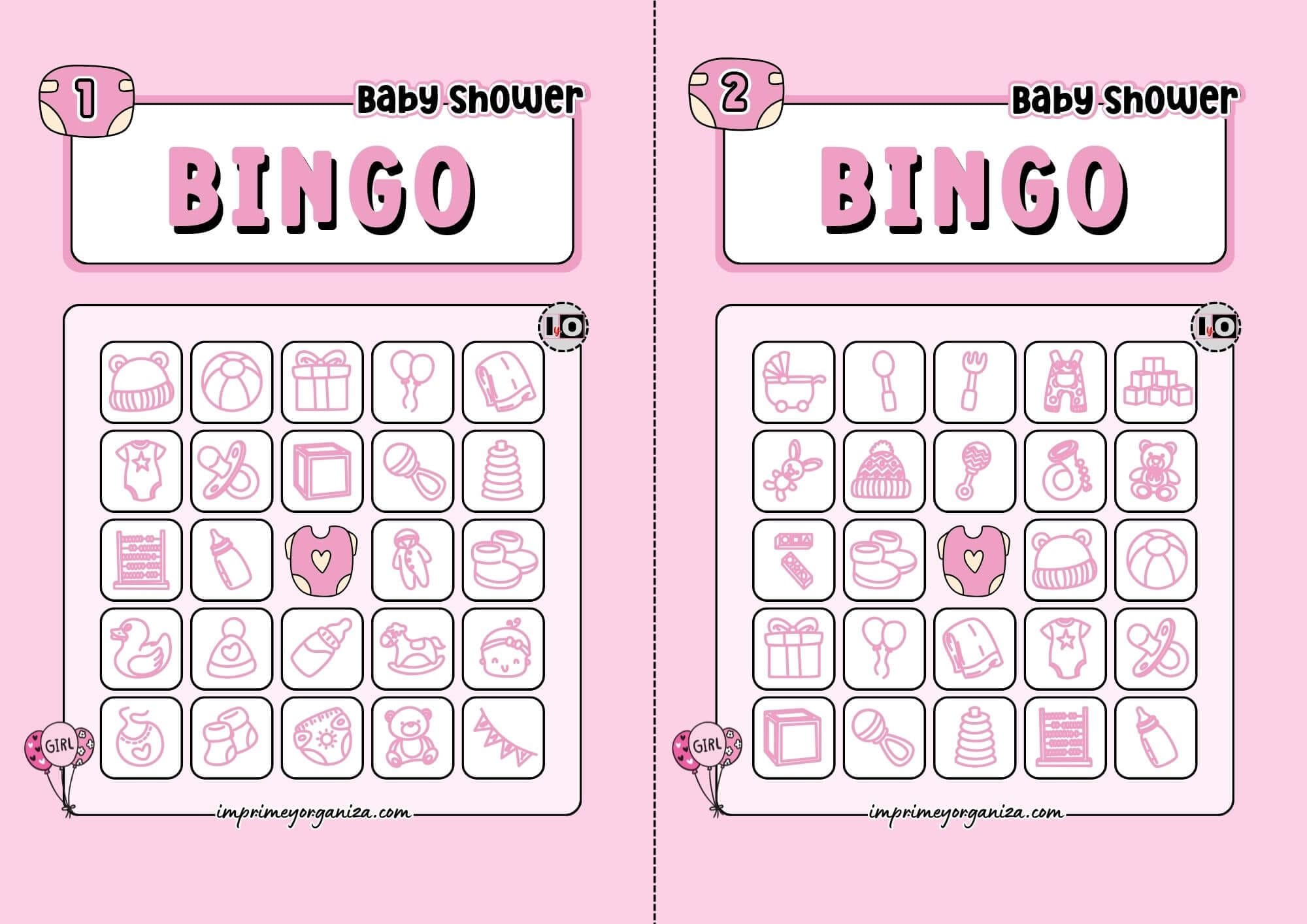 Girl Baby Shower Bingo 1