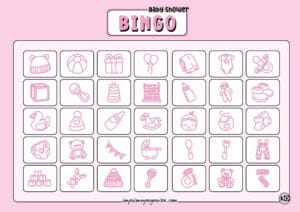 Girl Baby Shower Bingo Cartas