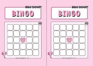 Girl Baby Shower Bingo Rellenable