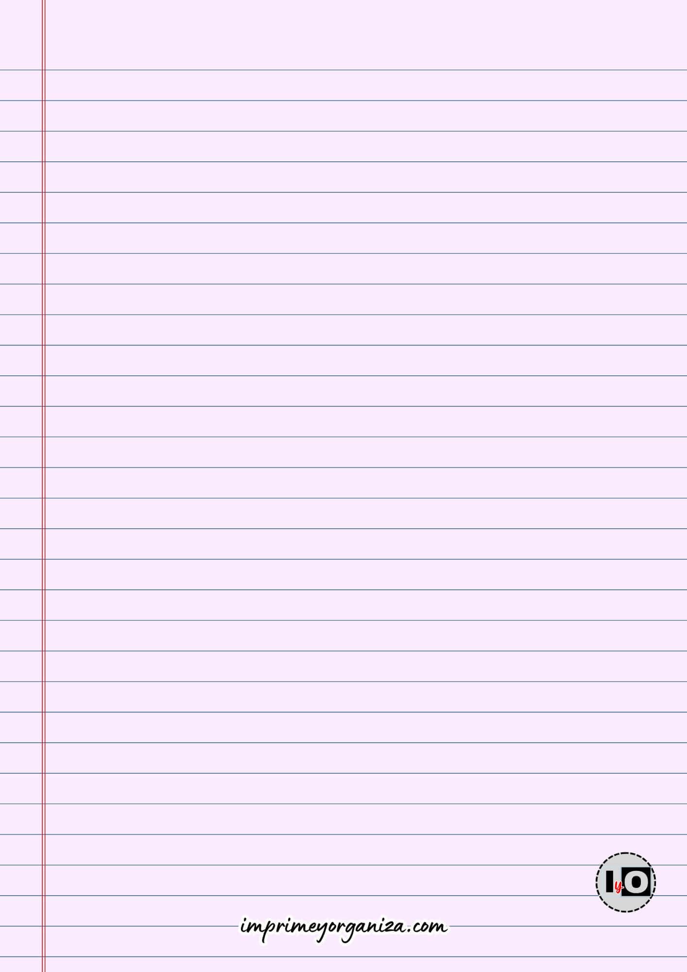 Hoja de cuaderno rayada lila