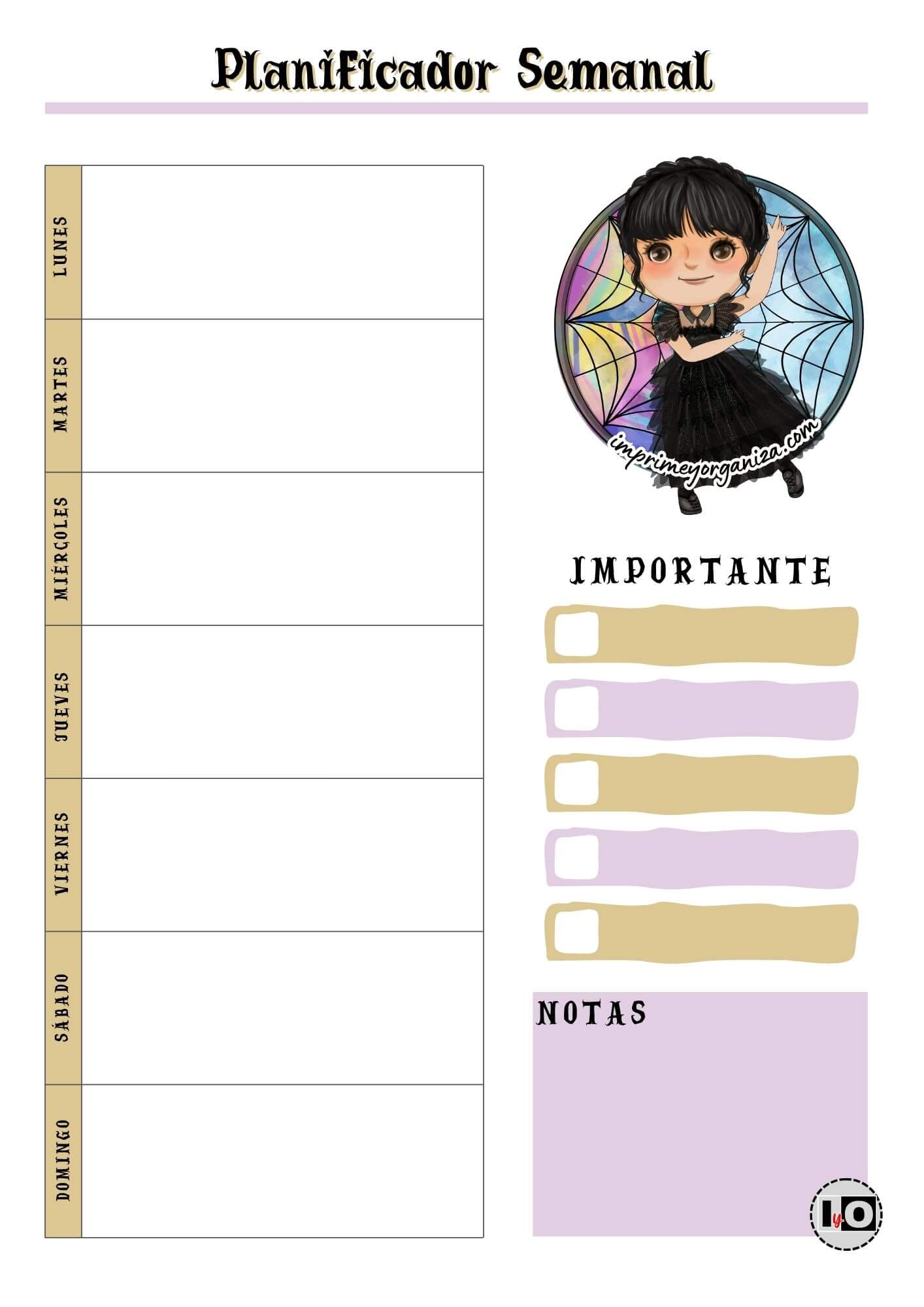 Planificador Semanal Wednesday Dance