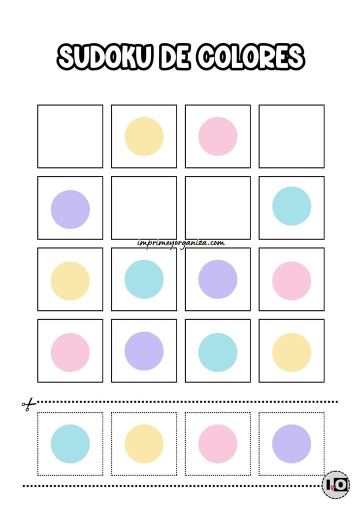 Sudokus Infantiles de Colores para imprimir en PDF [GRATIS]