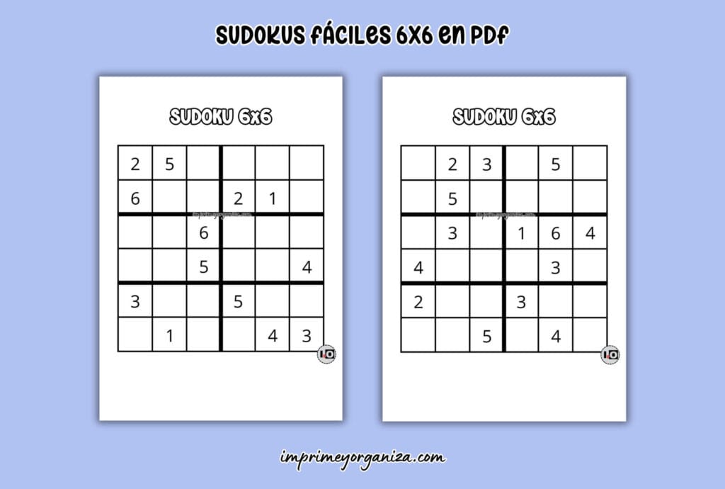 Sudokus fáciles 6x6 en PDF gratis