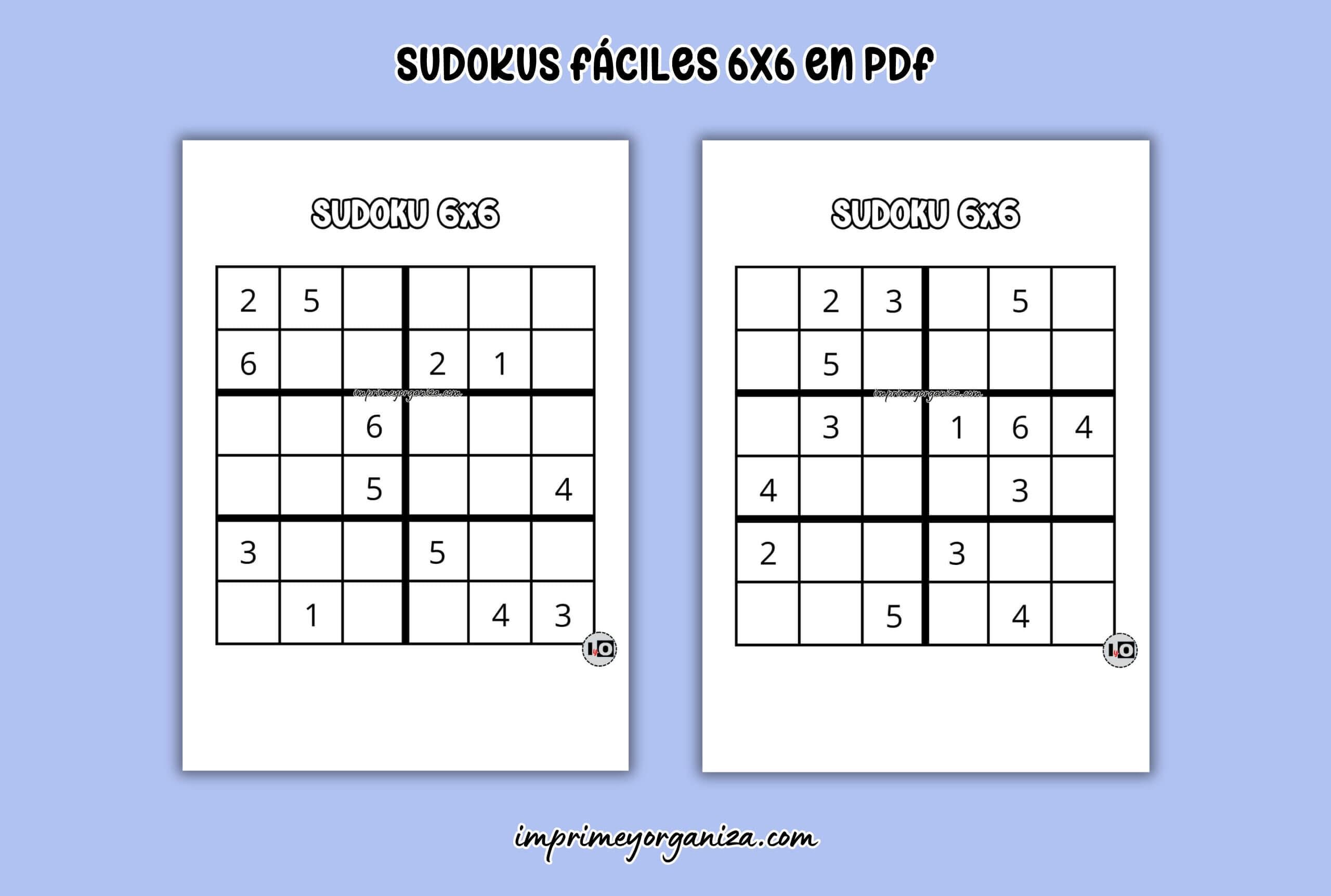 Sudokus fáciles 6x6 en PDF gratis