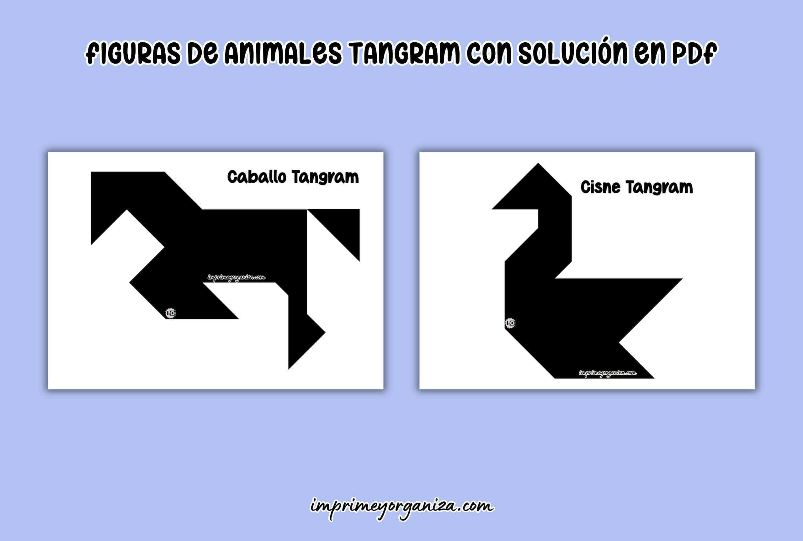 figuras de animales tangram para imprimir en PDF gratis