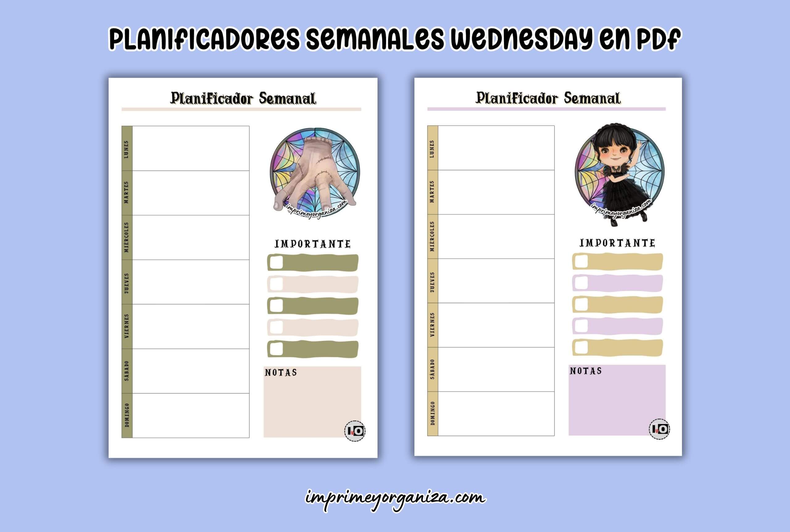 planificadores semanales Merlina en PDF gratis