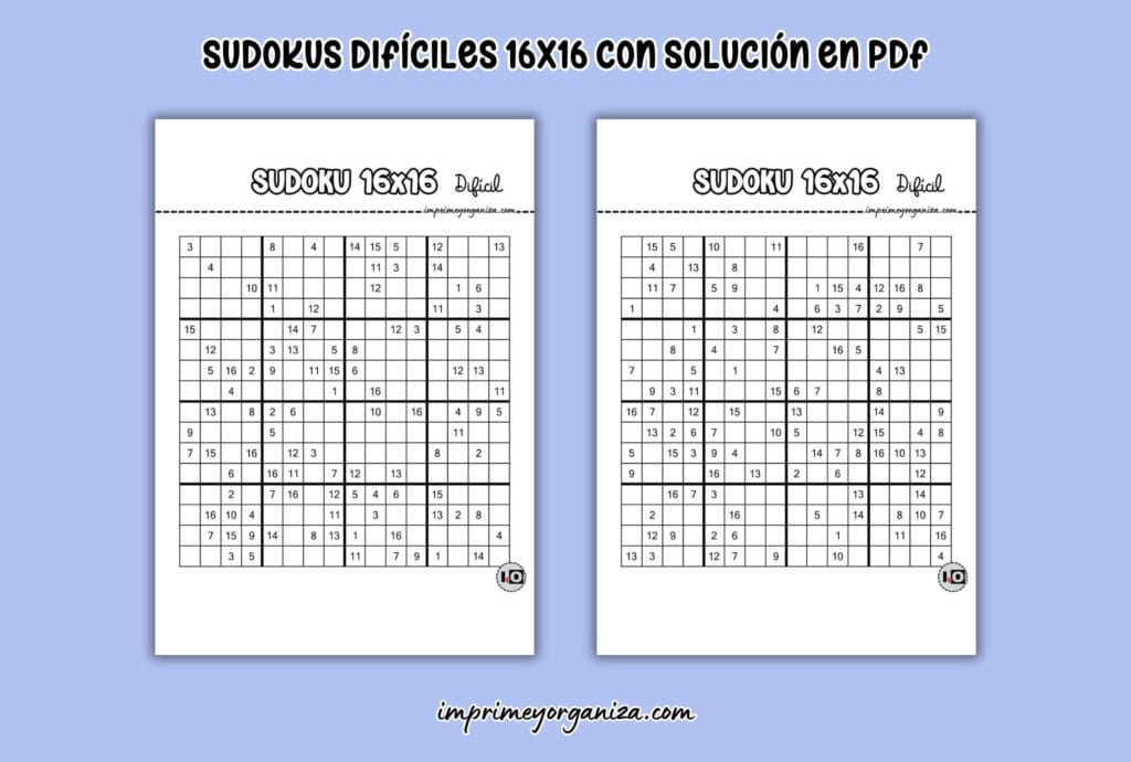 plantillas de sudoku nivel difícil en PDF gratis
