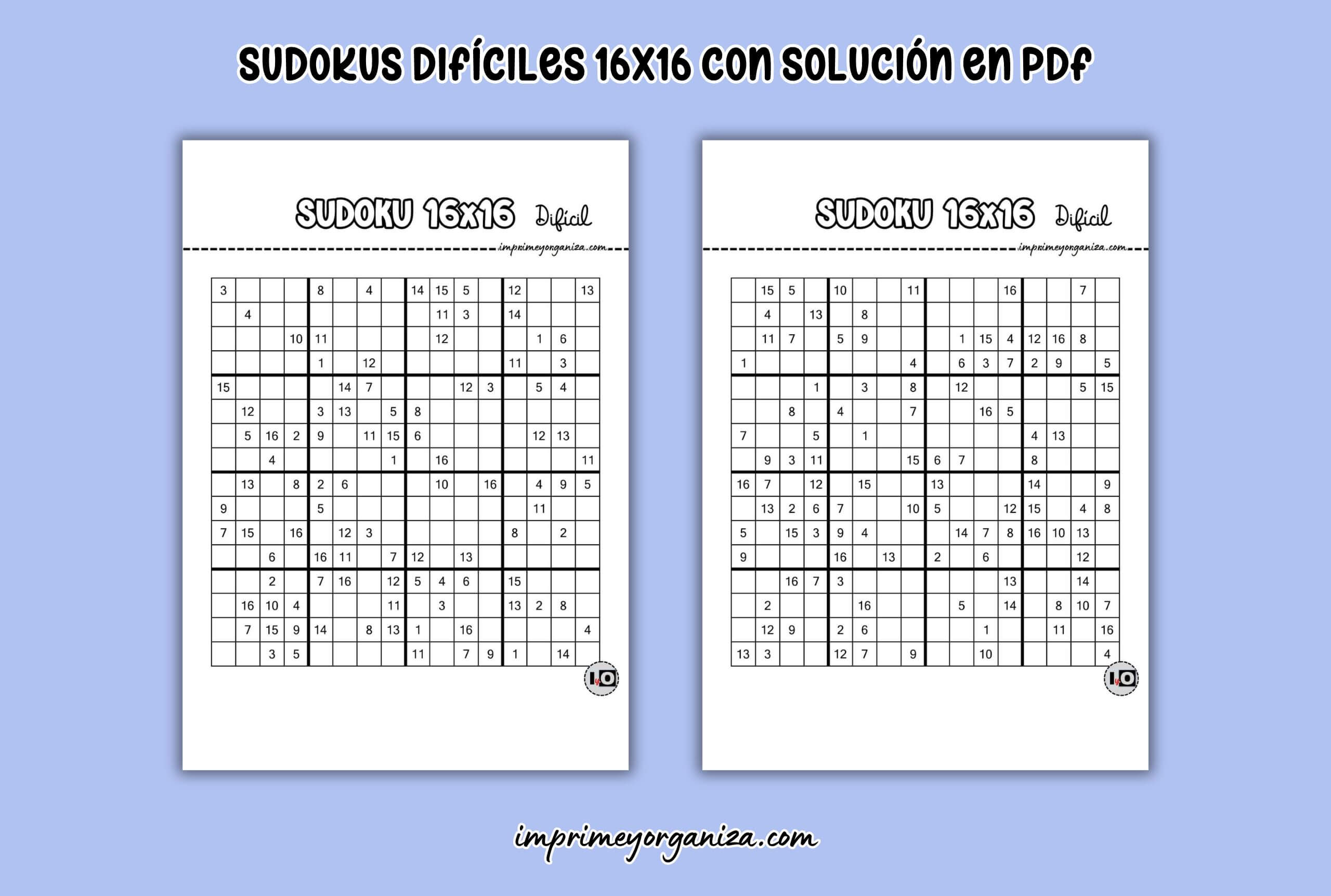 plantillas de sudoku nivel difícil en PDF gratis