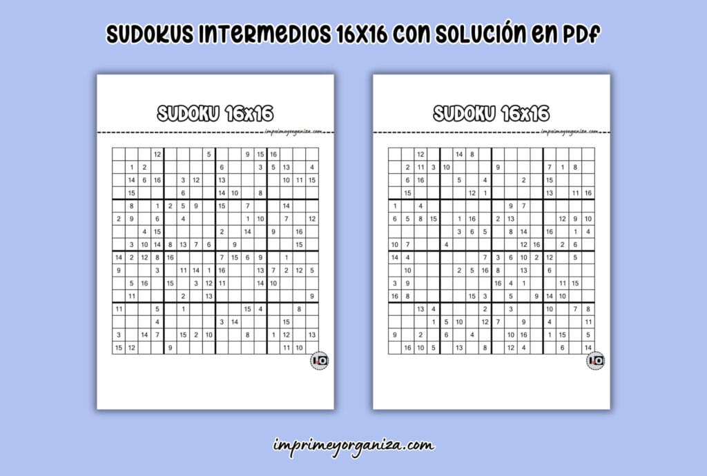 plantillas de sudoku nivel intermedio en PDF gratis