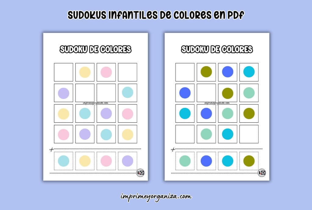 sudokus infantiles de colores en PDF gratis