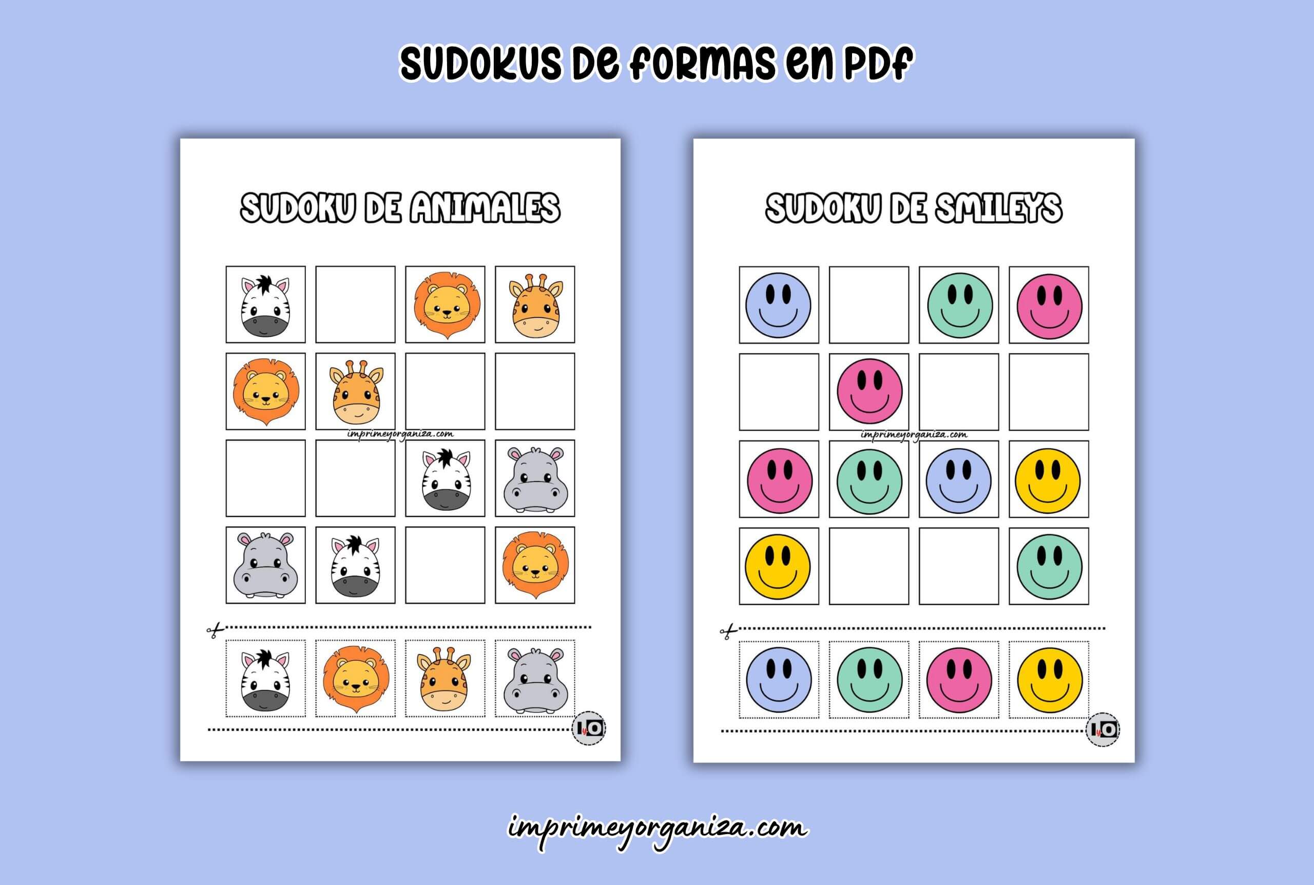 sudokus infantiles de formas en PDF gratis