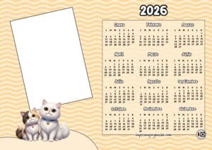 Calendario 2026 Foto Gatitos