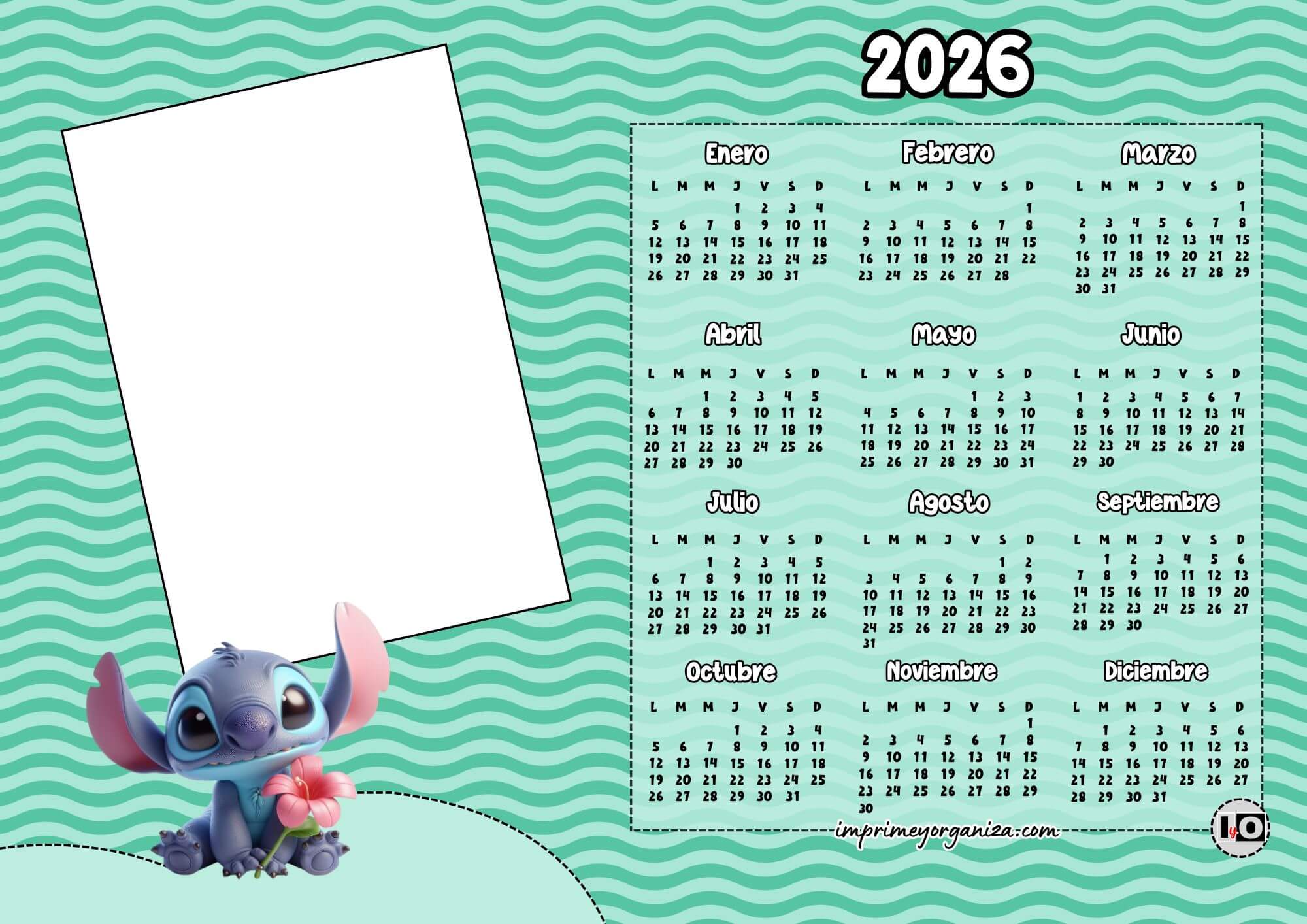 Calendario 2026 Foto Stitch