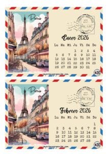 Calendario 2026 Postal Paris