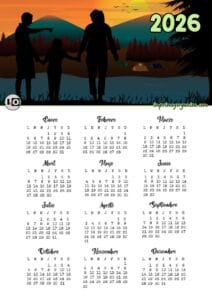 Calendario 2026 Silueta Familia