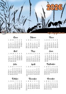Calendario 2026 Silueta Hormigas
