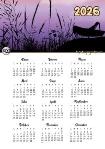 Calendario 2026 Silueta Saltamontes