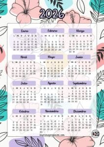 Calendario 2026 de Hibiscus