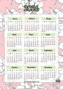 Calendario 2026 de Orquídeas