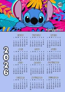 calendario 2026 de Stitch para imprimir