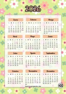 Calendario 2026 de mini-flores