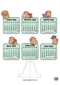 Calendario Armable 2026 Capibaras