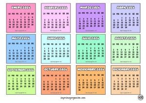 Minicalendarios 2026 Colores