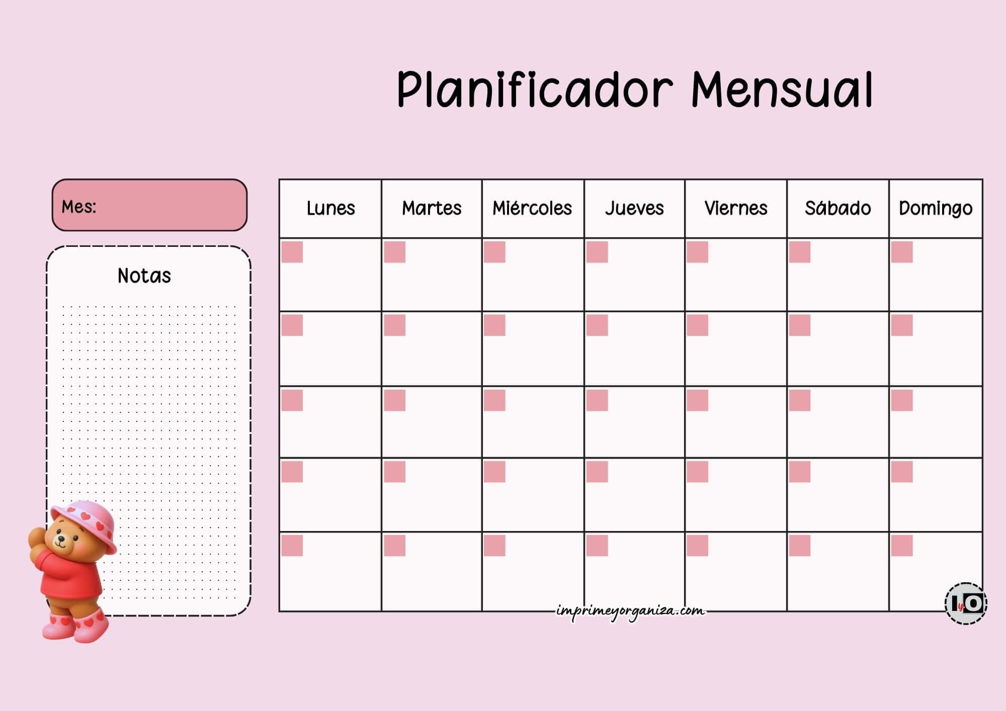 Planificador Mensual Bobbie Goods Corazones