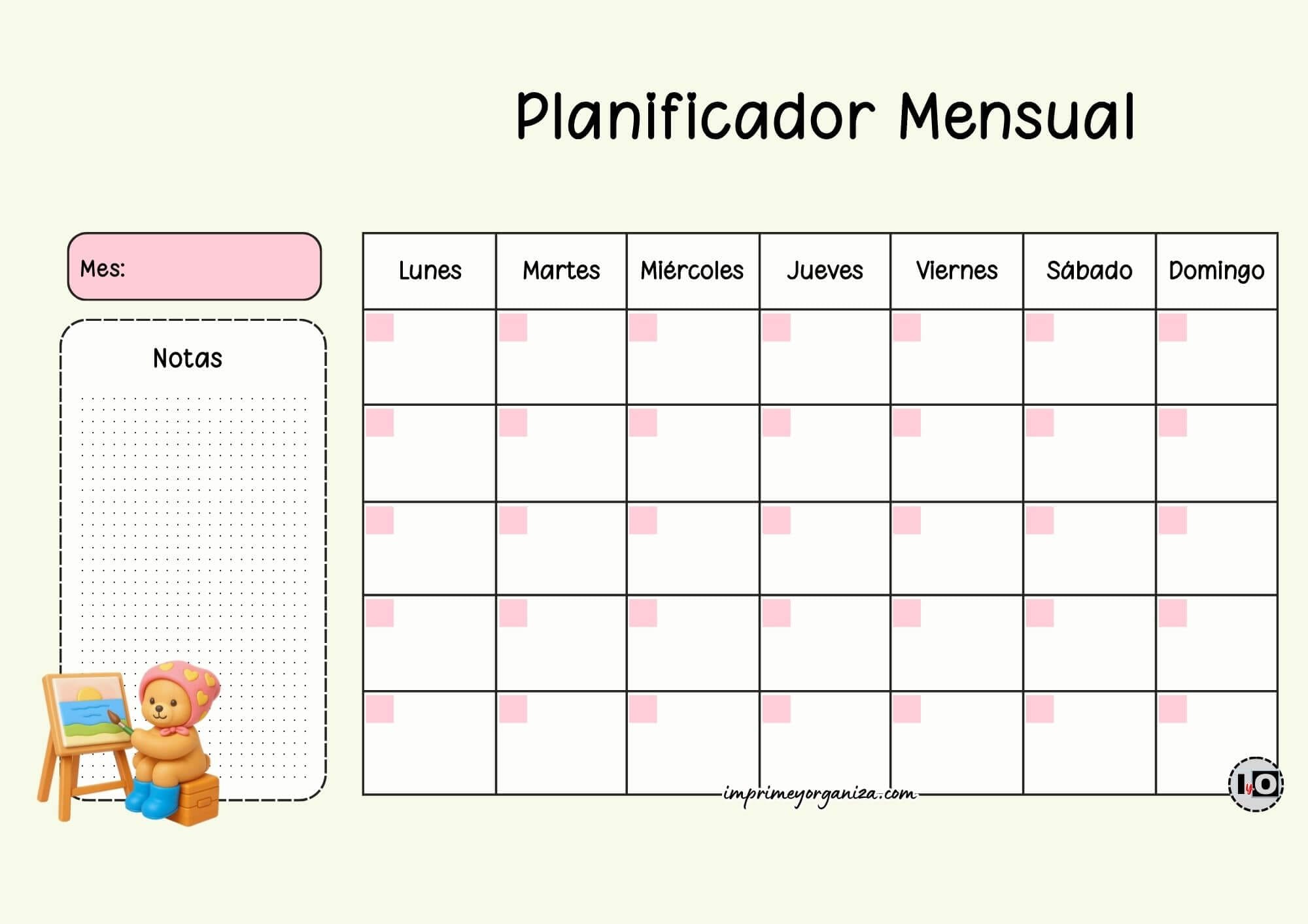 Planificador Mensual Bobbie Goods Cuadro