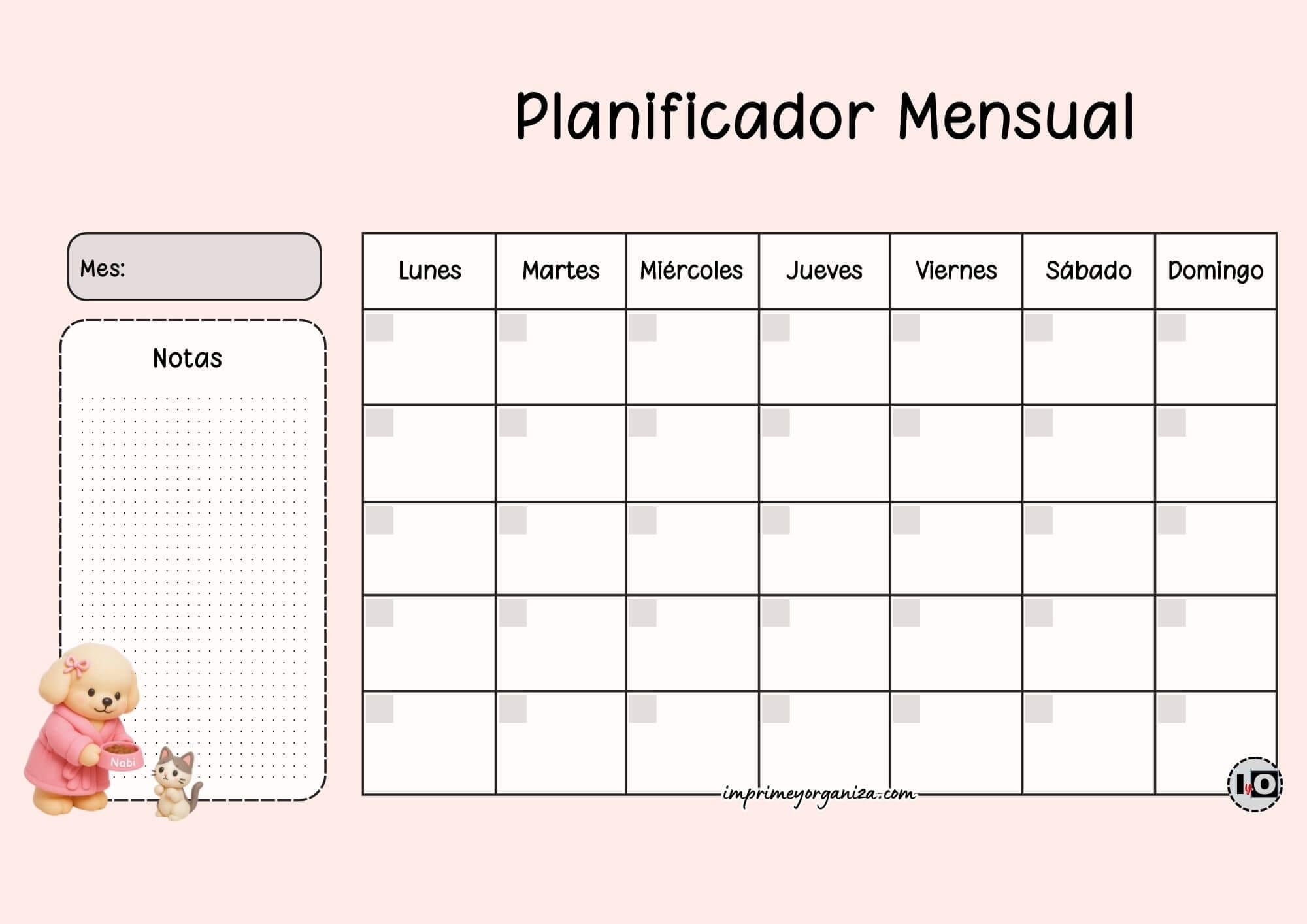 Planificador Mensual Bobbie Goods Gatito