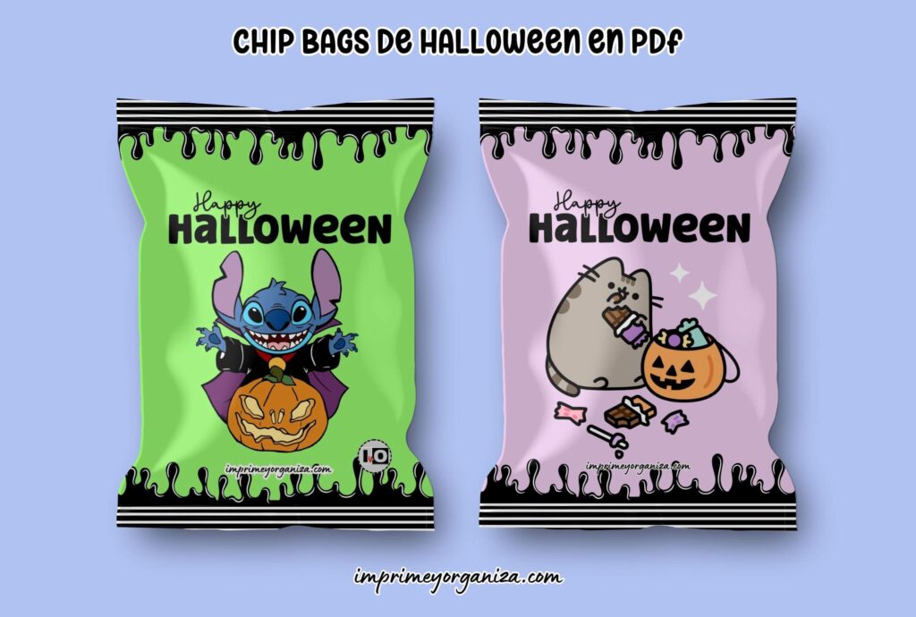 chip bags de halloween para imprimir en pdf