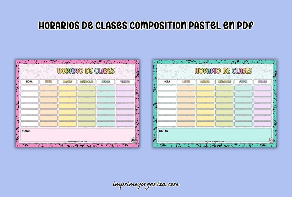 horarios de clases composition para imprimir en pdf