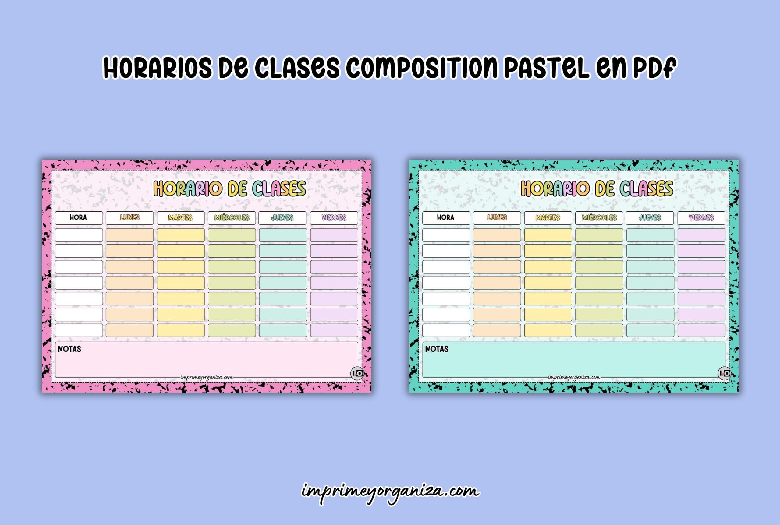 horarios de clases composition para imprimir en pdf