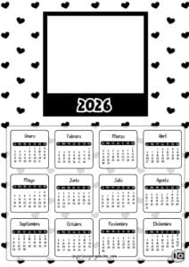 Calendario 2026 Foto B y N