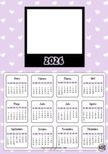 Calendario 2026 Foto Lila